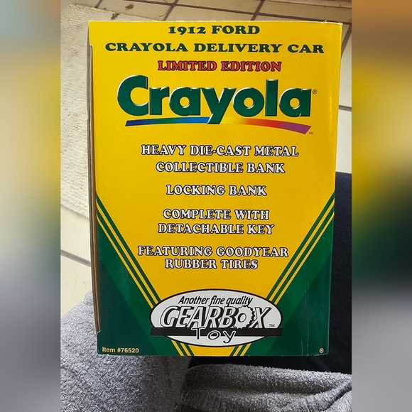 Crayola 1912 Ford Coin Bank in Green and Yellow **Brand New** - Picture 3 of 3